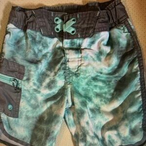 Kids Swim Shorts in Green and Gray